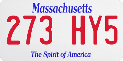 MA license plate 273HY5