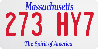 MA license plate 273HY7