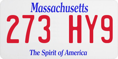 MA license plate 273HY9