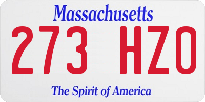 MA license plate 273HZ0