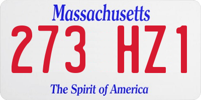 MA license plate 273HZ1