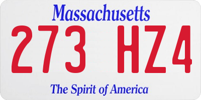 MA license plate 273HZ4