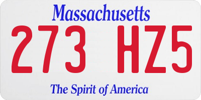 MA license plate 273HZ5