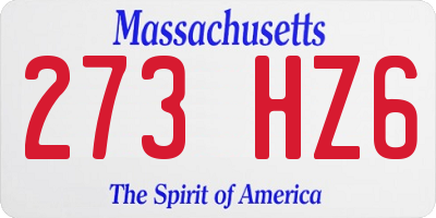 MA license plate 273HZ6