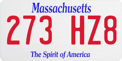 MA license plate 273HZ8