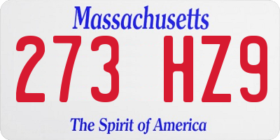 MA license plate 273HZ9