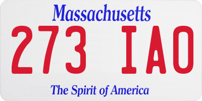 MA license plate 273IA0
