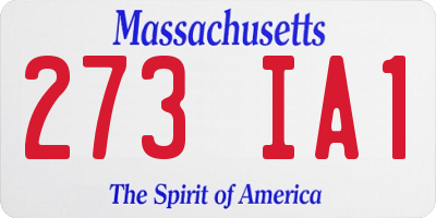 MA license plate 273IA1