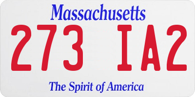 MA license plate 273IA2