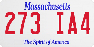 MA license plate 273IA4