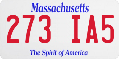 MA license plate 273IA5