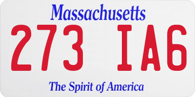 MA license plate 273IA6