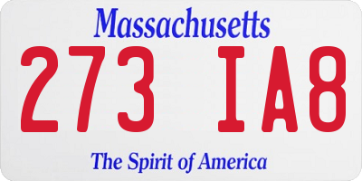 MA license plate 273IA8