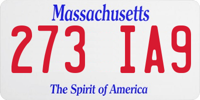 MA license plate 273IA9
