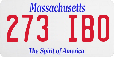 MA license plate 273IB0