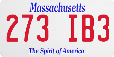 MA license plate 273IB3