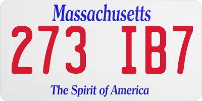 MA license plate 273IB7