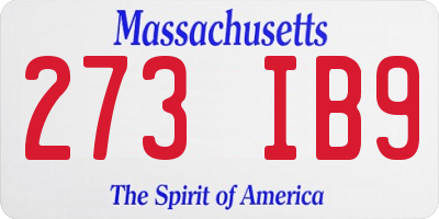 MA license plate 273IB9