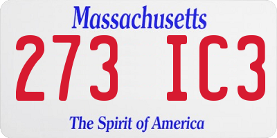 MA license plate 273IC3