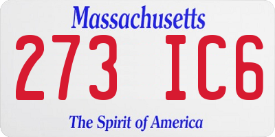 MA license plate 273IC6