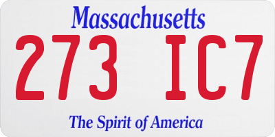 MA license plate 273IC7