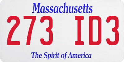 MA license plate 273ID3