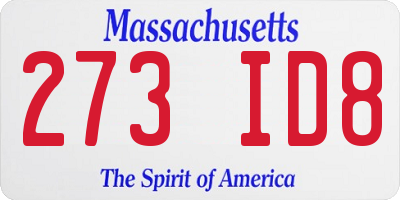 MA license plate 273ID8