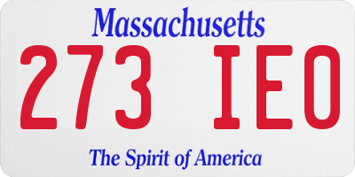 MA license plate 273IE0