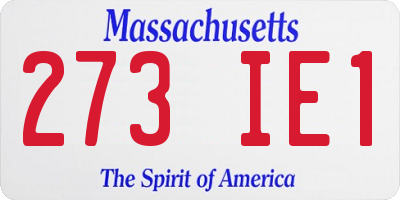 MA license plate 273IE1