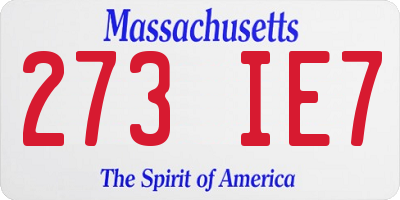 MA license plate 273IE7