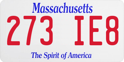 MA license plate 273IE8