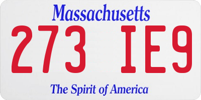 MA license plate 273IE9