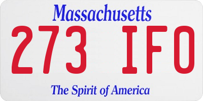 MA license plate 273IF0