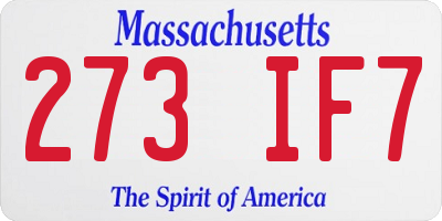MA license plate 273IF7