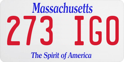 MA license plate 273IG0