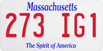 MA license plate 273IG1