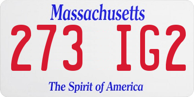 MA license plate 273IG2