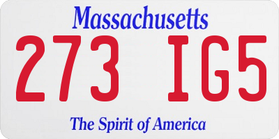 MA license plate 273IG5