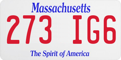 MA license plate 273IG6