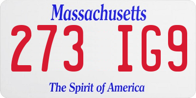 MA license plate 273IG9