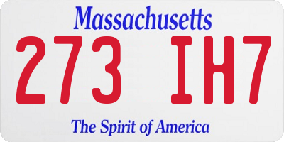 MA license plate 273IH7