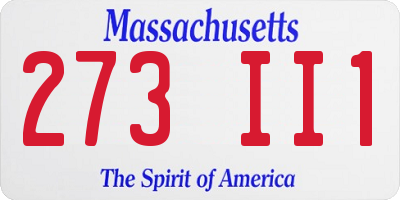 MA license plate 273II1