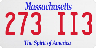 MA license plate 273II3