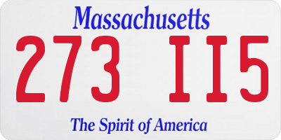 MA license plate 273II5