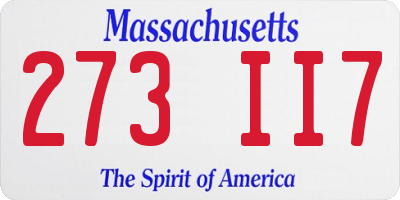 MA license plate 273II7