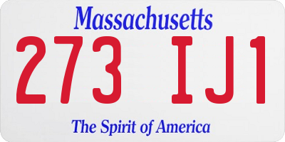 MA license plate 273IJ1