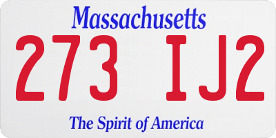 MA license plate 273IJ2