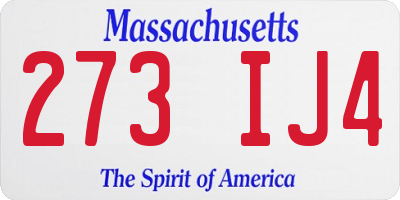 MA license plate 273IJ4