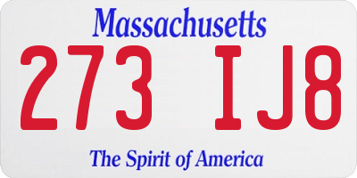 MA license plate 273IJ8