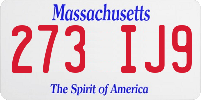 MA license plate 273IJ9